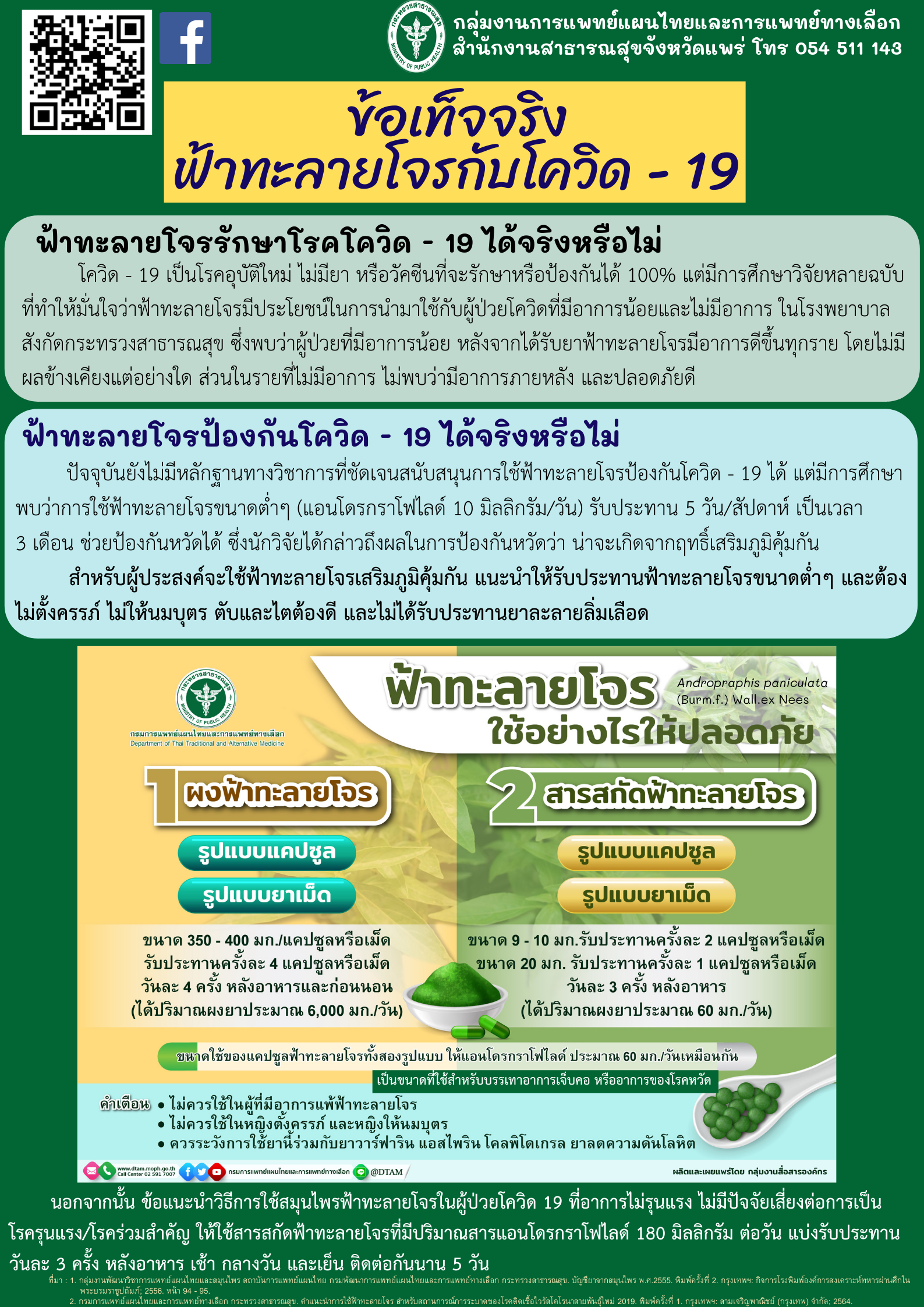 ข้อเท็จจริงฟ้าทะลายโจรกับโควิด 19